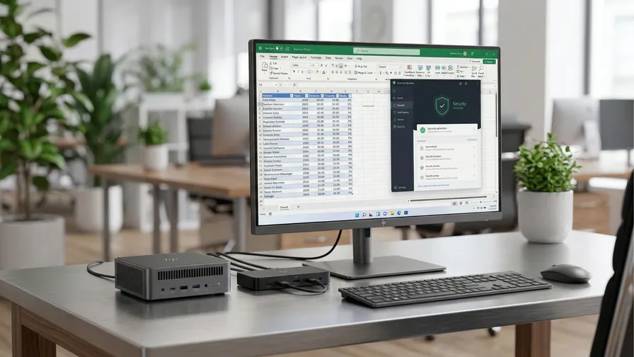 Equipo de escritorio con monitor y mini PC para renting empresarial